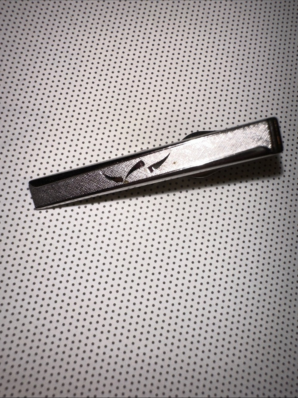 Vintage Swank Silver Tone Tie Clip with Subtle Leaf Engraving